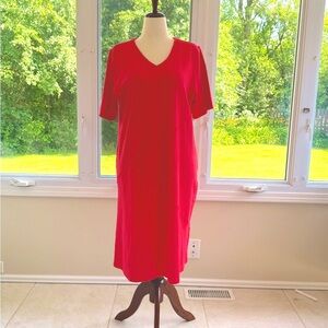 CHICOS V-Neck short sleeve RED dress. Size 3